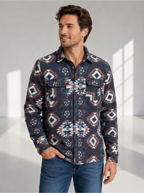 Massive Outdoor Men’s Aztec Fleece Button-Down Shirt